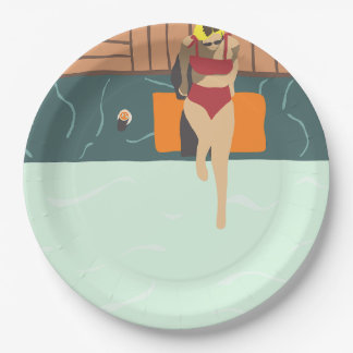 Moderne Summer Themed Pool Party Papiertafel Pappteller
