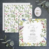 Moderne Summer Wildblume Watercolor Wedding Square Einladung