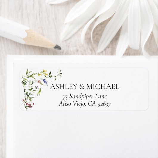 Moderne Summer Wildblume Wedding Rücksendeadresse (Insitu)