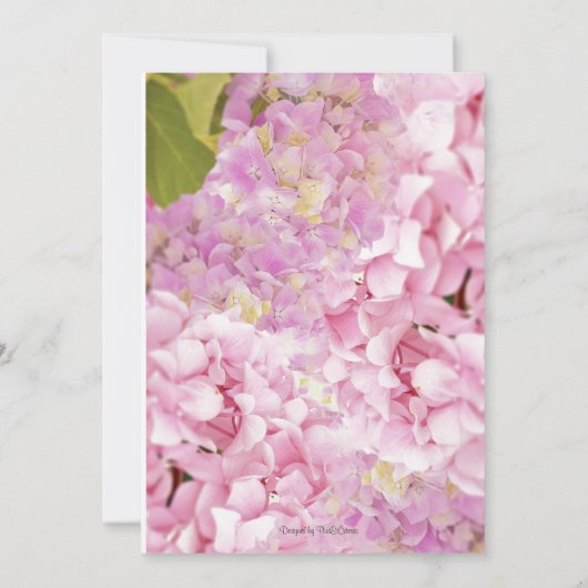 Moderne Summery Pink Hydrangea Wedding Einladung (Rückseite)