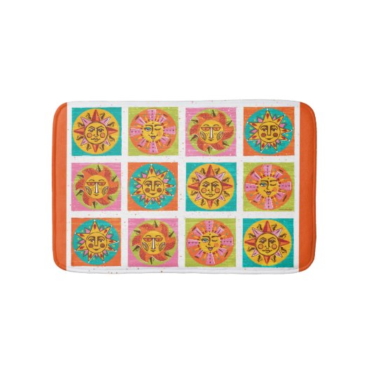 Moderne Sun Faces Dish Drainer - Mitte des Jahrhun Badematte (Vorderseite)