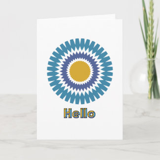 Moderne Sunburst Note Card in Blau und Gold