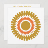 Moderne Sunburt Flat Note Card in Orange und Gold Mitteilungskarte (Vorne/Hinten)