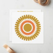 Moderne Sunburt Flat Note Card in Orange und Gold Mitteilungskarte (Vorderseite/Rückseite Beispiel)