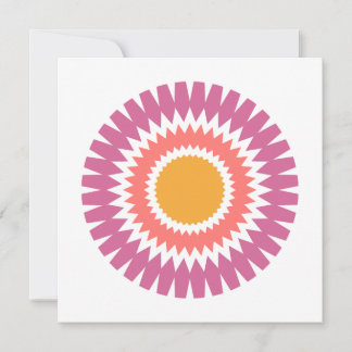 Moderne Sunburt Flat Note Card in Rosa und Gold Mitteilungskarte