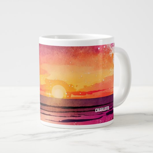 Moderne Sunset Beach Custom Adventure Kaffee Tasse (Vorderseite Rechts)