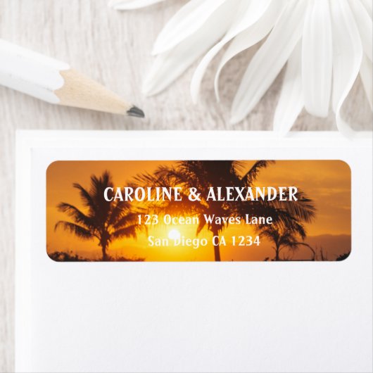 Moderne Sunset Ocean Tropical Beach Rücksendeadres (Insitu)