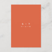 Moderne Sunset Orange Script Minimal Wedding Detai Begleitkarte (Rückseite)