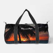 Moderne Sunset Summer Beach Palmen nach Maß Duffle Bag (Vorderseite)