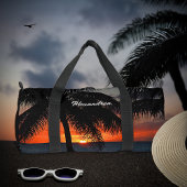 Moderne Sunset Summer Beach Palmen nach Maß Duffle Bag