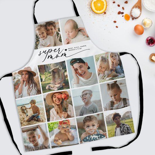 Moderne Super-Mama 10-Foto-Collage Schürze