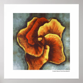 Moderne Surreal Yellow Orange Hibiskus Blume Grau Poster