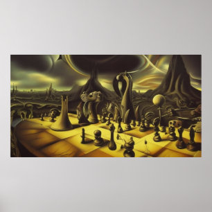 Moderne surrealistische abstrakte Schachfiguren Poster