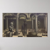 Moderne surrealistische abstrakte Schachfiguren Poster (Vorne)