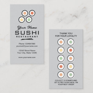 Moderne Sushi-Restaurant-Treuekarte Vorlage Visitenkarte