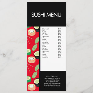 Moderne Sushi-Rolle asiatisches Restaurant Muster Menükarte