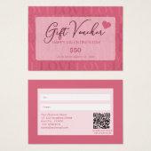 Moderne süß-rosa Liebe Valentinstag Gutschein (Vorne & Hinten)