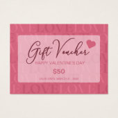 Moderne süß-rosa Liebe Valentinstag Gutschein (Vorderseite)