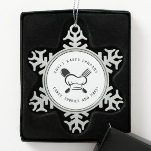 Moderne Süßbäckerei Unternehmen Schneeflocken Zinn-Ornament