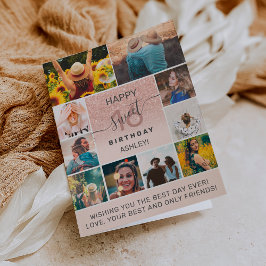 Moderne süße 16 rosa Geburtstag 11 Foto Collage Karte