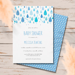 Moderne süße blaue Regentropfen Baby Boy Shower  Einladung