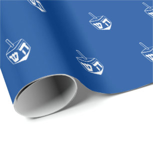 Moderne süße blaue weiße Dreidel-Muster Hanukkah Geschenkpapier