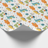Moderne süße Dinosaurier-Geburtstagsmuster nahtlos Geschenkpapier (Ecke)