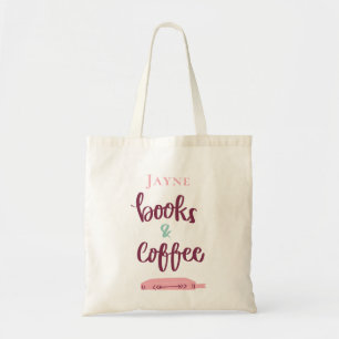 Moderne süße elegante Bücher und Kaffee für sie Tragetasche