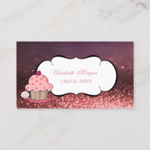 Moderne süße entzückende Cupcake-Bäckerei Bokeh Visitenkarte