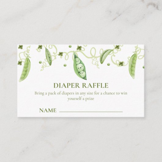 Moderne süße Erbse in Pod Diaper Raffle Babydusche Begleitkarte (Vorderseite)