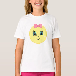 Moderne süße glückliche Sonnen Gesicht & Schleife T-Shirt