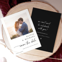 Moderne süße Handschrift Hochzeit Schwarz-Weiß Save The Date