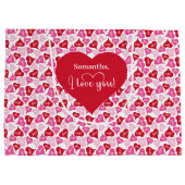 Moderne süße Ich liebe dich Text benutzerdefiniert Große Geschenktüte (Rückseite)
