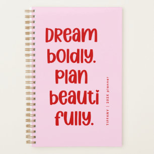 Moderne süße Inspiration Rosa und Rot Name Jahr Planer