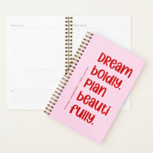 Moderne süße Inspiration Rosa und roter Name Jahr Planer