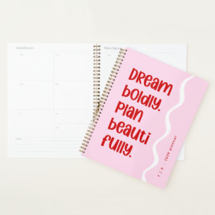 Moderne süße Inspiration Rosa und rotes Monogramm  Planer