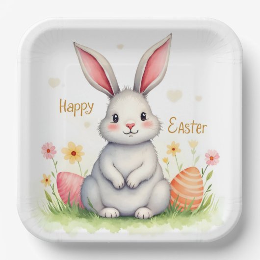Moderne süße Ostern Hasen und Eier Sammlung Pappteller (Vorderseite)