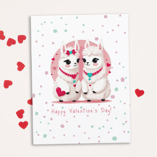 Moderne süße Pastel Niedlich Lama Valentinstag Postkarte