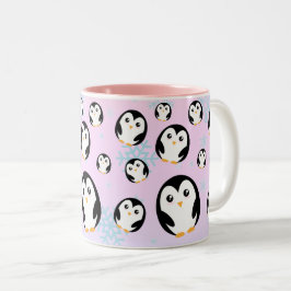 Moderne süße Pastell-Pinguin-Verlaufs-Muster Zweifarbige Tasse