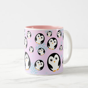 Moderne süße Pastell-Pinguin-Verlaufs-Muster Zweifarbige Tasse