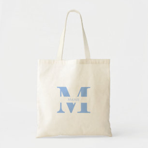 Moderne süße pastellblaue personalisierte Monogram Tragetasche
