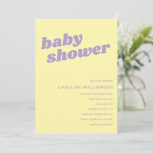 Moderne süße pastellgelbe Retro-Baby-Party  Einladung