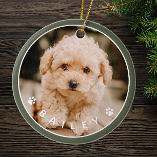 Moderne süße Pfoten Familien-Tierfoto Keramik Ornament
