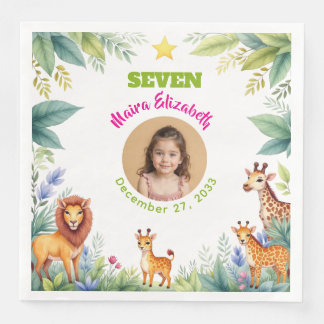 Moderne süße Safari-Fotoplatte Kindergeburtstagsfe Serviette