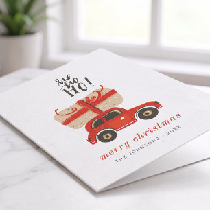 Moderne süße schicke Weihnachtsgeschenk rotes Auto Feiertagskarte
