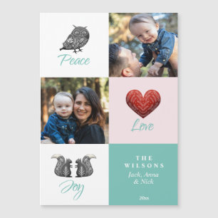 Moderne süße skandinavische Foto-Weihnachten Magnetkarte