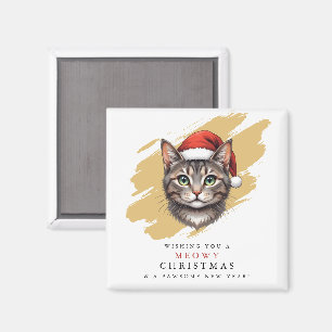 Moderne süße Weihnachtskatze mit Santa-Hut Magnet