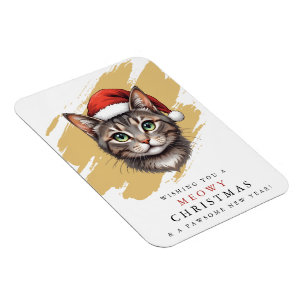 Moderne süße Weihnachtskatze mit Santa-Hut Magnet