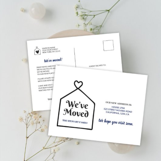 Moderne süße Zuhause Wir haben eine neue Adresse Postkarte