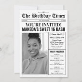 Moderne Sweet 16 Einladung mit Programmzeitungen (Vorderseite)